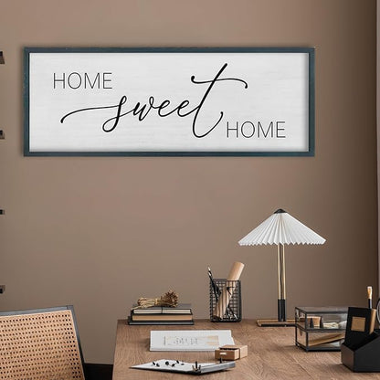 FZMHASLWW Home Sweet Home Wall Decor, 32”X 12” Farmhouse Living Room Above Couch Room Rustic Horizontal Sign, Modern Family Hanging Plaque Wall Art (Black)