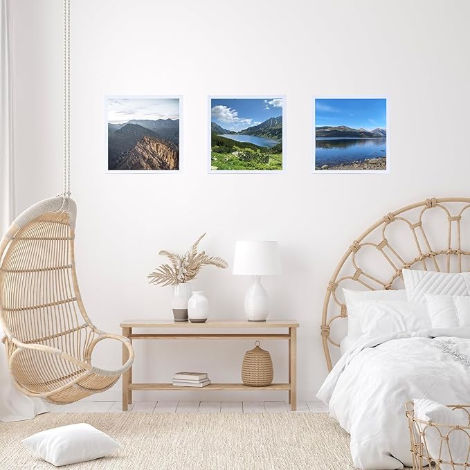 7x7 Picture Frame Set of 6 White for Wall Hanging or Tabletop, Wall Mounting Horizontally or Vertically, 7 x 7 Square Wall Gallery Poster Photo Frame with Shatter Resistant Plexiglass, 6 Pack, White