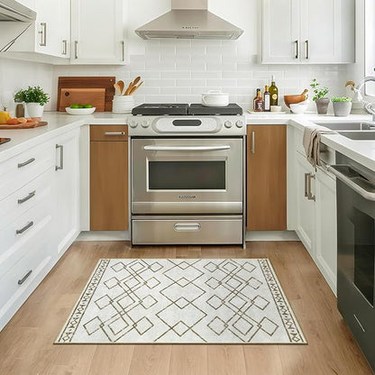 SERISSA 2x3 Washable Small Entry Rug,Soft Non Slip Indoor Boho Throw Rug for Entryway Kitchen Bedroom Dorm Bedside Front Door,Moroccan Geometric Carpet