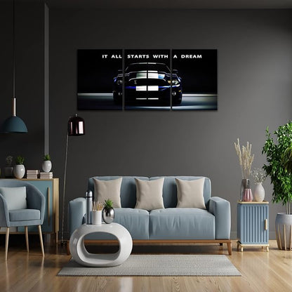 KAWAHONE Motivational Canvas Wall Art - It All Starts with A Dream,Office Inspirational Poster Prints Quotes Wall Decor Gallery-Wrapped Frame Ready to Hang