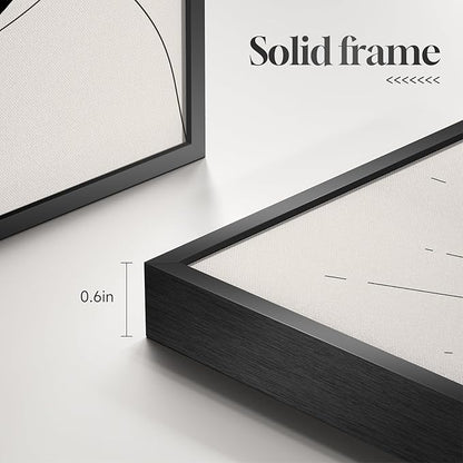 Framed Boho Black and White Abstract Wall Art, Set of 6 Modern Canvas Prints Paintings Artwork for Walls, Minimalist Geometric Pictures for Living Room Bedroom Office Bathroom Wall Decor 11x14 Inch