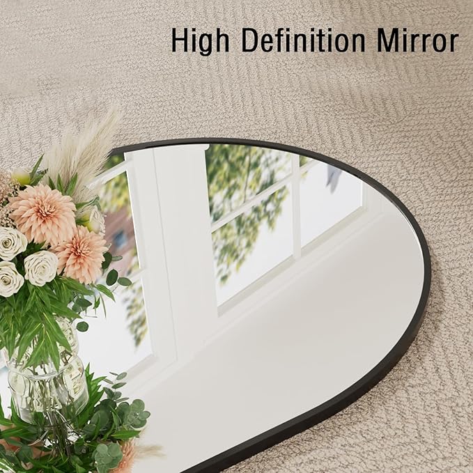 78''x38'' Oversized Full Length Mirrors, Arched Floor Mirror with Stand, Full Body Large Standing Mirror/Leaning/Hanging Wall Mounted for Living Room, Bedroom, Black