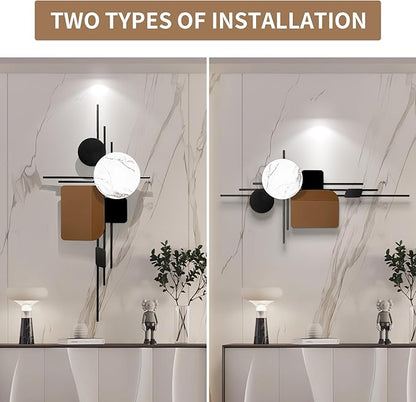 HEBOIX Large Metal Wall Decor Modern Metal Wall Art 3D Wall Sculptures Handmade Wall Hanging Wall Decoration for Living Room/Dinning Room/Bedroom/Entryway/Kitchen/Office