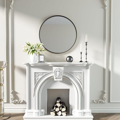 PROHOMEWARE Black Round Bathroom Mirrors, 20 inch Circle Wall Mounted Hanging Mirror for Entryway, Living Room, Hallway, Bathroom, Bedroom
