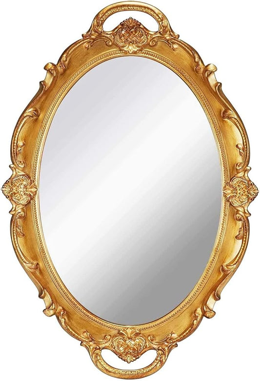 YCHMIR Vintage Mirror Small Wall Mirror Hanging Mirror 14.5 x 10 inchs Oval Gold