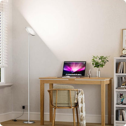 Dimmable Floor Lamp with Remote，Floor Lamps for Living Room Bedroom Office，Adjustable Brightness (10%-100%)and Color Temperature (3000k- 6000k )，Standing Lamp Tall Lamp with Foot Switch (nickel)
