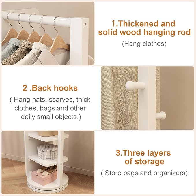 WoodsWhisper Full Length Mirror Coat Rack Solid Wood Floor Mirror 66"x12" Full Length Mirror with Stand Long Mirrors for Bedroom,Living Room (White, 66" Lx12 W)