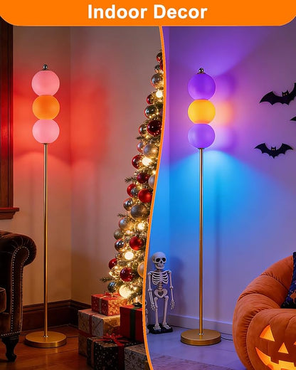 Lightdot RGB Floor Lamp with Touch Control, Dimmable Globe Modern Standing Lamp, RGB&3000K Color Changing LED Floor Lamp Ambient Lighting, Yellow Tall Lamp for Living Room Bedroom Gaming Corner Decor