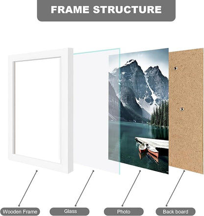 Hongkee 5.5 x 8.5 Diploma Frame - Made of Real Glass and White Wooden Frame, 5.5 by 8.5 Photo for Wall or Tabletop Display, 3 Pack