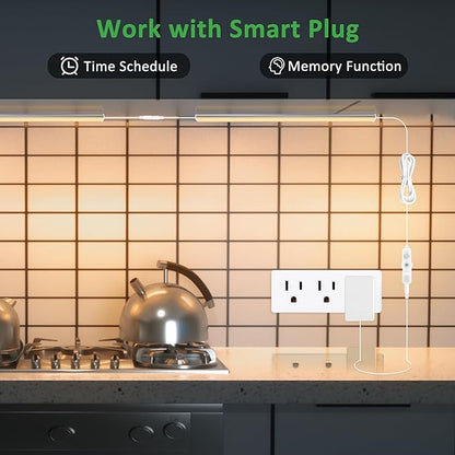 maylit Under Cabinet Lights Plug in, 3 Pcs 12 Inch Ultra Thin Under Cabinet Lighting, Super Bright Warm White Under Counter Lights for Kitchen, Dimmable Light for Cabinet, Counter, Workbench, Desk
