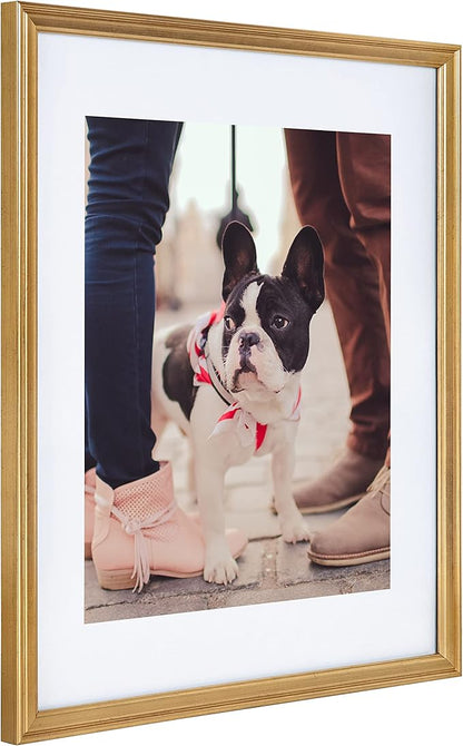 Kate and Laurel Adlynn Wall Picture Frame Set, 14" x 18" matted to 11" x 14", Gold, Set of 3
