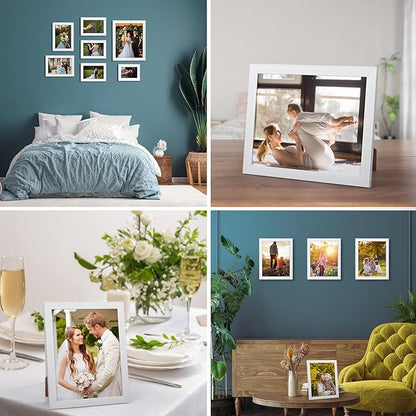 Giftgarden 12 Pack 3.5x5 Picture Frame White, 3.5 by 5 Photo Frames Bulk for Desktop Display or Wall Mount