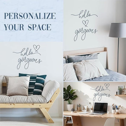 Hicarer Metal Hello Gorgeous Wall Art Minimalist Decor for Bedroom Bathroom Living Room Dressing Room Salon Office Home Decorations Easy to Install Wall Decor(Blue,Classic Style)