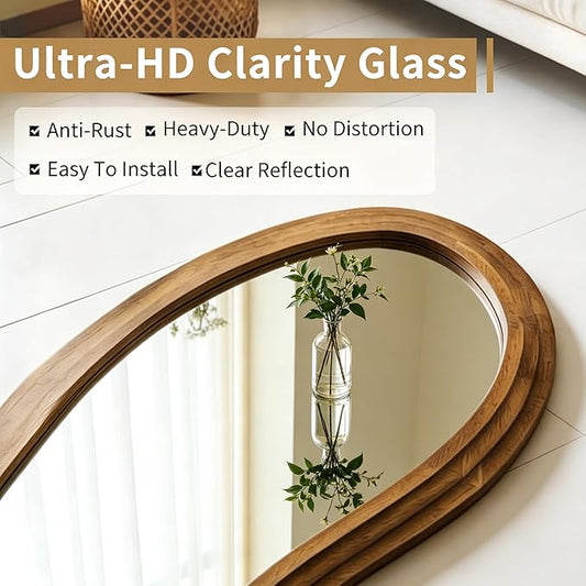 Irregular Floor Mirror, 67"x31.5" Large Wavy Mirrors with Triple Layer Solid Wood Frame, Premium Asymmetrical Full Length Mirror for Living Room Entryway Hallway Bedroom, Leaning/Hanging