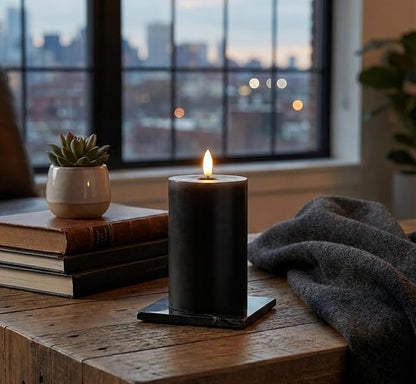 Abbott Collection Wax LED Flameless Pillar Candle - Black (3x5 H)