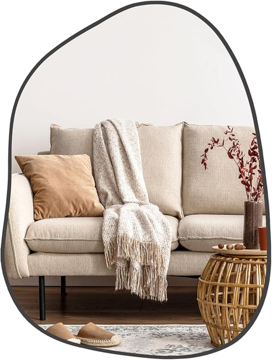 PERFNIQUE Irregular Wall Mirror Asymmetrical Mirror, 16''x12'' Black Mirror for Bathroom Bedroom Living Room Entryway, Decorative Modern Wall Decor, Wall Mounted (Black, 16''x12'')