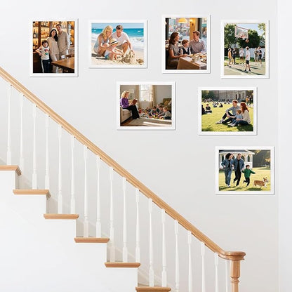 11x14 Picture Frame 2 Pack, White Photo Frames for Gallery Wall Mounting, Display Pictures 8x10 with Mat or 11x14 Without Mat, Poster Frames with Plexiglass for Home Office Wall Decor