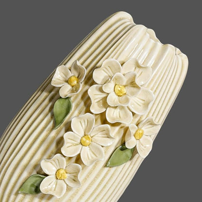 Yellow Ceramic Vase, 9 Inch Modern Centerpiece Vases Home Decor, Decorative Flower Vase for Pampas Grass, Kitchen, Fireplace, Living Room, Bathroom Decor