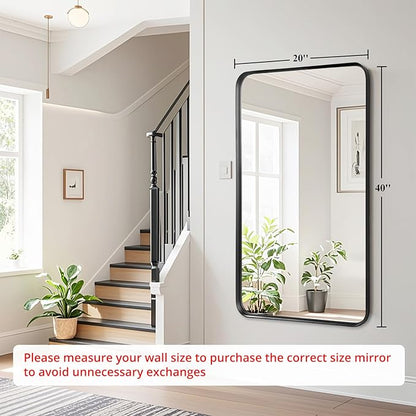 Fabuday Bathroom Wall Mirror Over Sink - 20x40 Inch Balck Framed Bathroom Mirrors for Vanity, Large Black Matte Mirrors for Bedroom, Restroom, Farmhouse, Entryway Decor