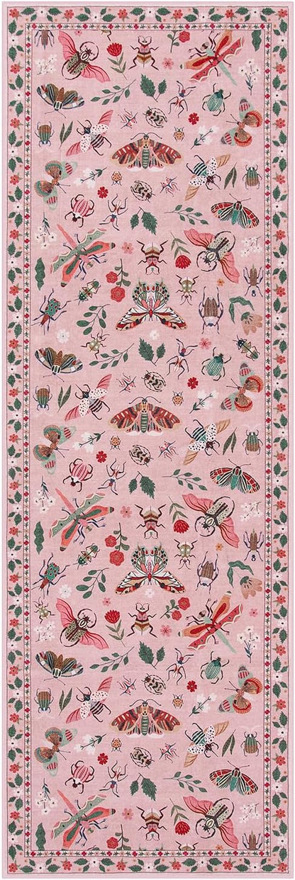 Lahome Insect Washable Runner Rug, 2x6 Kitchen Runners for Hallways 6 Feet Non Slip, Soft Laundry Room Rug Ultra-Thin Long Carpet for Bathroom Bedroom Entryway Vionnet, Pink