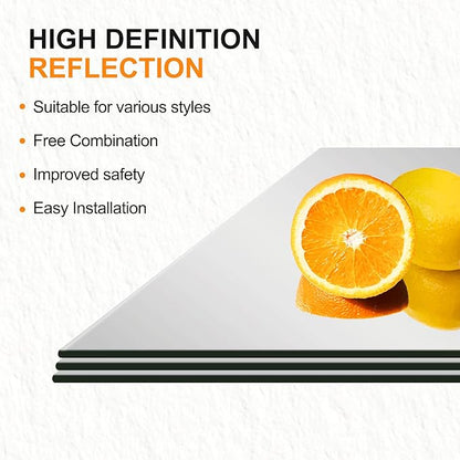 Delma Wall Mirror Full Length,Mirror Tiles,Full Body Mirrors for Home Gym(Glass,16x12''-4PCS),Over The Door,Entryway,Living Room,Bedroom,(Glass - 16'' x 12'' - 4PCS)
