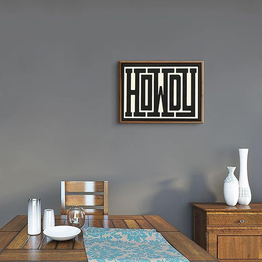 QIYFFBN Framed Funky Western Wall Decor Black and White Howdy Wall Art Big Texas Modern Canvas Picture Southwestern Country Ranch Sign Print Trendy Cowgirl Cowboy Farmhouse Art(24x36in Framed)