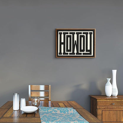 QIYFFBN Framed Funky Western Wall Decor Black and White Howdy Wall Art Big Texas Modern Canvas Picture Southwestern Country Ranch Sign Print Trendy Cowgirl Cowboy Farmhouse Art(12x16in Framed)