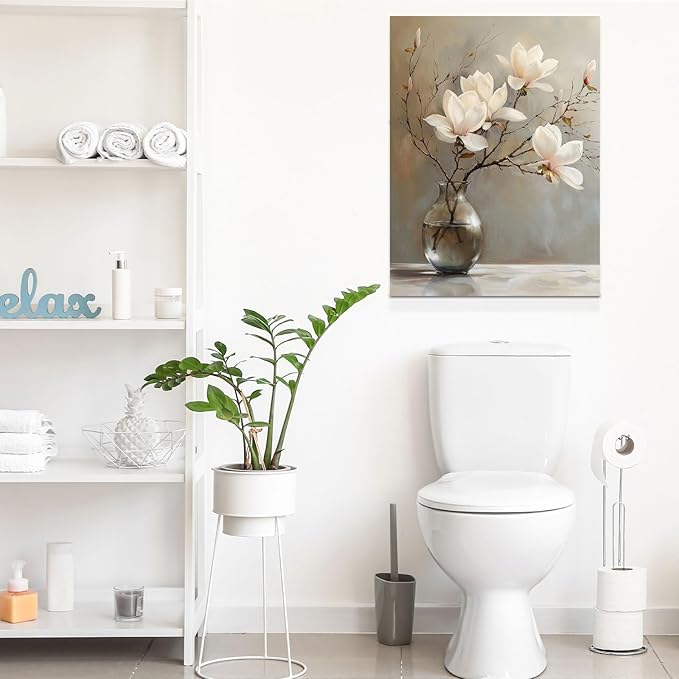daktenn Floral Canvas Wall Art Bathroom Wall Art Pictures Wall Decor Home Decor Wall Decor for Bedroom Livingroom 18x24 Inches
