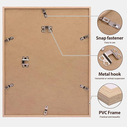 Fixwal 11x14 Picture Frame Set of 6 with Shatter Resistant Plastic Glass, Thin Border and Light Weight Photo Frames for Wall,Gift for Mother's Day, Father's Day, Natural