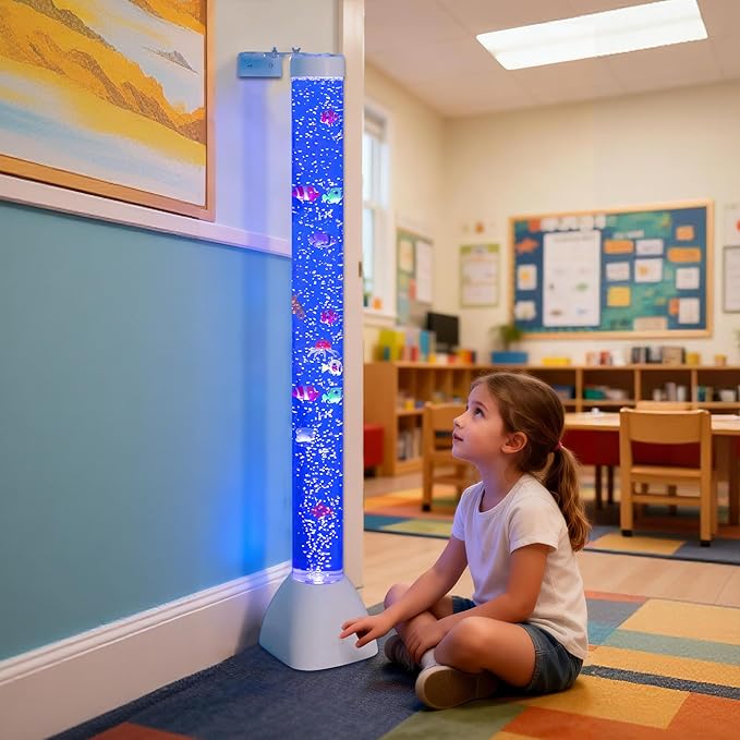 Bubble Tube Floor Lamp – Works with Various Controllers, Color-Changing Aquarium Mood Light for Visual Stimulation & Relaxation in Home, Sensory Rooms & Therapy Clinics (3.5FT Bubble Lamp)