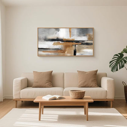 Celestdeco Modern Abstract Framed Canvas Wall Art Set, Neutral Textured Wall Decor, Boho Minimalist Gold and Gray Wall Painting for Living Room, Bedroom, Dining Room, Office-20 x40