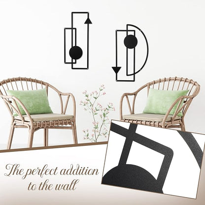 Riyiper 2 Pcs Metal Wall Art Minimalist Abstract Vertical Geometric Metal Wall Decor for Home Family Bedroom Office Decorations Gifts(Black)