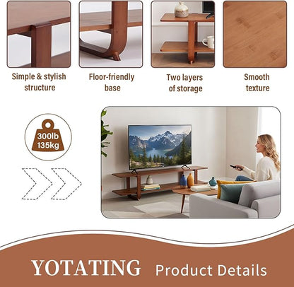 TV Stand for 65 inch TVs, Large Media TV Console with Storage Shelf, Modern Entertainment Center TV Stands for Living Room, Bedroom, 55" TV Table, Classic Walnut