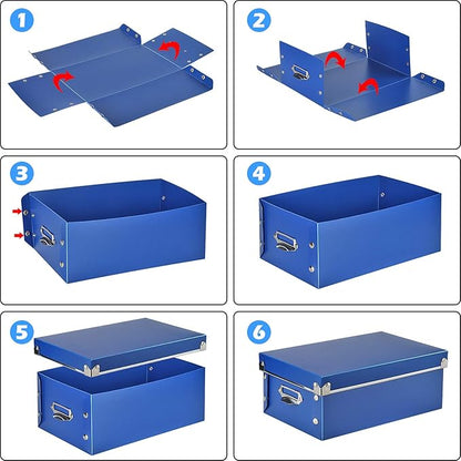 SEEKIND photo boxes storage, storage boxes with lids and Handles, 3 in 1 Set, Multiple Size(Small/Medium/Large) Plastic Box for Photos, Document, Cosmetic, Socks, Snacks, Etc(Blue)