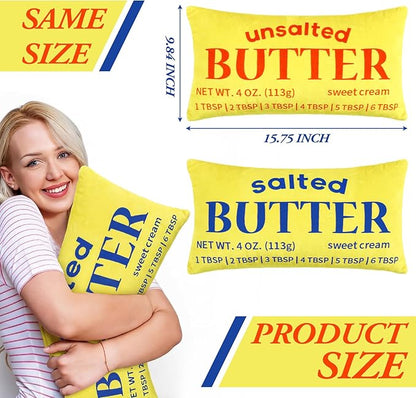 Newwiee 2 Pcs Butter Stick Rectangular Pillow Butter Lover Funny Foodie Baking Throw Pillow Decorative Cushion for Living Room Bedroom Kitchen Farmhouse Dorm Decor Foodie Food Lover Gifts