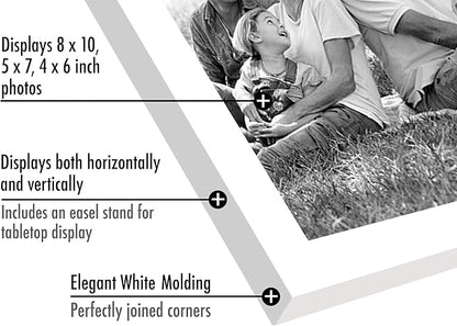 Americanflat Set of 10 Picture Frames with Shatter-Resistant Glass - Gallery Wall Frame Set with Two 8x10, Four 5x7 and Four 4x6 Frames - Signature Collection - White