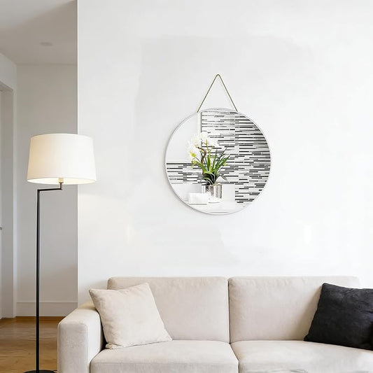 Funerom Round Wall Mirror 15.4 Inches Circle Mirror Bathroom Mirrors for Over Sink White