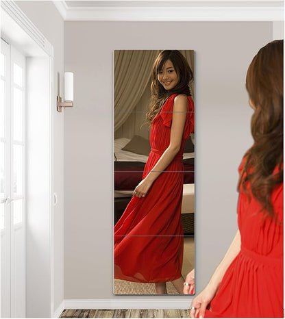 Shatterproof Kids Wall Mirror Tiles, 4Pcs 10"x10" Self Adhesive Acrylic Mirror, Safe Unbreakable Plastic Mirrors for Toddler, Small Mirrors,Plexiglass Long Mirrior for Classroom,Children's room