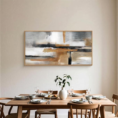 Celestdeco Modern Abstract Framed Canvas Wall Art Set, Neutral Textured Wall Decor, Boho Minimalist Gold and Gray Wall Painting for Living Room, Bedroom, Dining Room, Office-20 x40