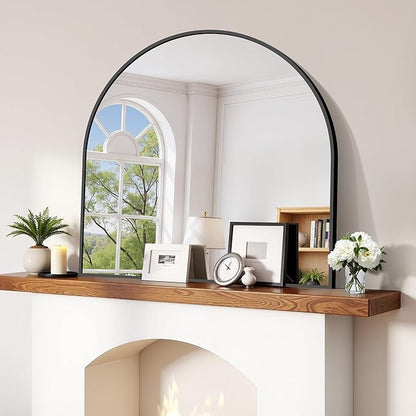 CIRCUMI Arched Wall Mirror, 36"x36" Black Arched Mirror with Tempered Glass, Metal Frame, Large Size for Entryway Table, Mantel,Living Room,Over Sink,Arch Mirror for Decor,Shatterproof&Crystal-Clear
