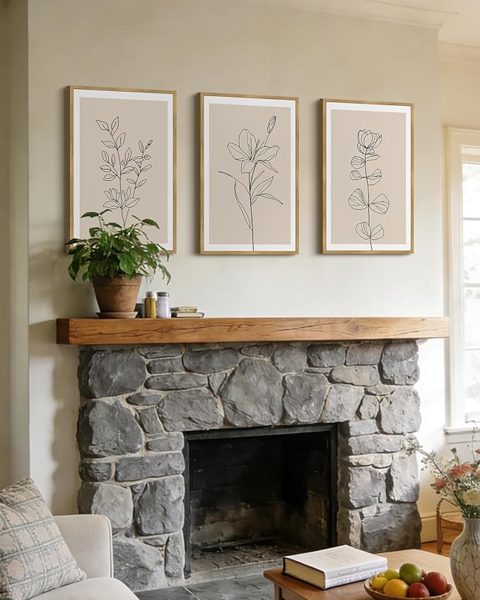 Drsoum Flower Bouquet Framed Retro Wildflower Botanical Pictures Prints Minimalist Modern Nature Plant Floral Rustic Artwork Bedroom Hallway Ready to Hang 16x24in Natural Framed