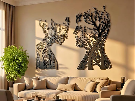 VAILLA Wood Wall Art Decor Wall Hanging Sculpture Modern Home Decoration 3 Panels Nature Wall Hangings Large Wooden Wall Arr 3D Textured Sculptures for Living Room Bedroom Office Dinnig Room (Faces 2)