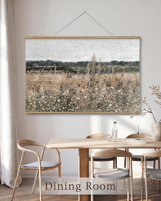 InSimSea 36x54 Large Canvas Scroll Christian Wall Art, Bible Verse with Wildflowers Religious Decor, Inspirational Oil Painting for Living Room, Prayer Room, Church