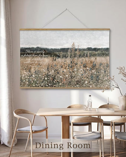 InSimSea 36x54 Large Canvas Scroll Christian Wall Art, Bible Verse with Wildflowers Religious Decor, Inspirational Oil Painting for Living Room, Prayer Room, Church
