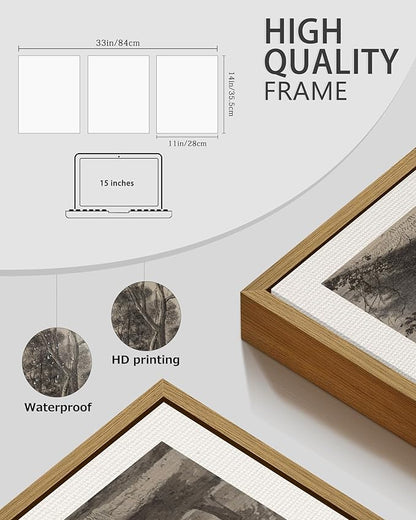 PHOPAGO Vintage Tree Framed Wall Art Retro Forest Wall Decor Nature Wilderness Sketch Paints Modern Bedroom Living Room Decor - 11x14in Natural Framed