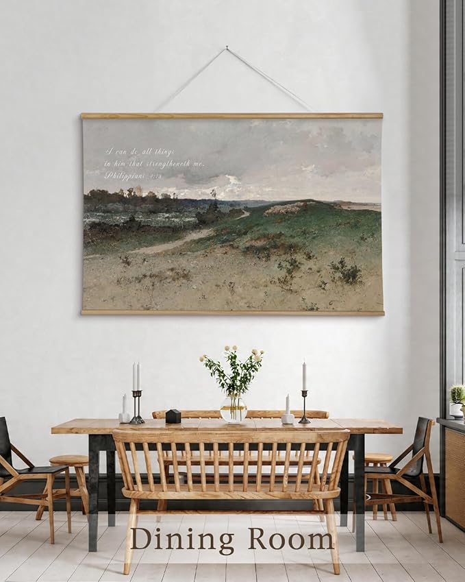InSimSea 36x54 Large Canvas Scroll Christian Wall Art, Bible Verse Wilderness Grass Landscape Religious Decor, Inspirational Oil Painting for Living Room, Prayer Room, Church