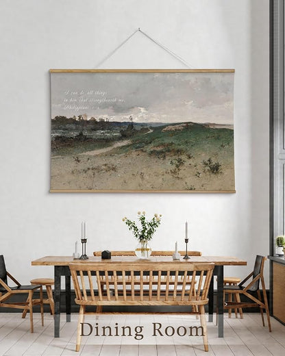 InSimSea 36x54 Large Canvas Scroll Christian Wall Art, Bible Verse Wilderness Grass Landscape Religious Decor, Inspirational Oil Painting for Living Room, Prayer Room, Church