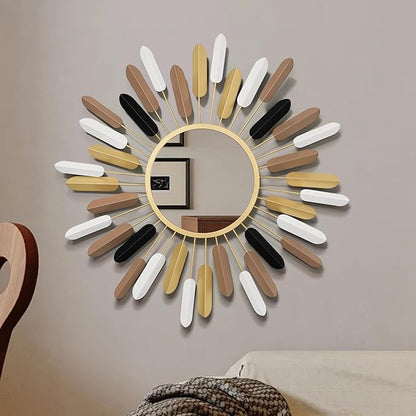 24" Boho Wall Mirror Flower Design,Luxury Decorative Rustic Farmhouse Mirrors for Living Room, Bathroom, Bedroom, and Entryway