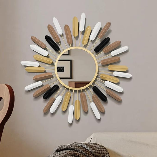 24" Boho Wall Mirror Flower Design,Luxury Decorative Rustic Farmhouse Mirrors for Living Room, Bathroom, Bedroom, and Entryway