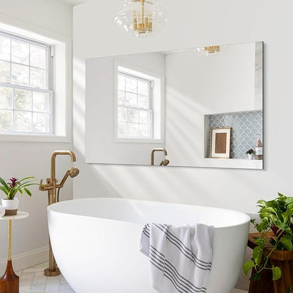 CILIBER Frameless Mirror, 30x48 Rectangle Bathroom Mirrors for Wall, Large Frameless Vanity Mirror Over Sink with Polished Edge, 3mm Tempered Glass, Hangs Horizontally or Vertically
